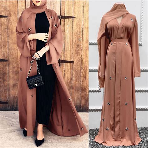 Ramadan Dubai Open Abaya Muslim Women Maxi Dress Kaftan Jilbab Cardigan