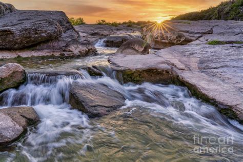Golden Glow Sunset At Pedernales River Texas Hill Country Photograph