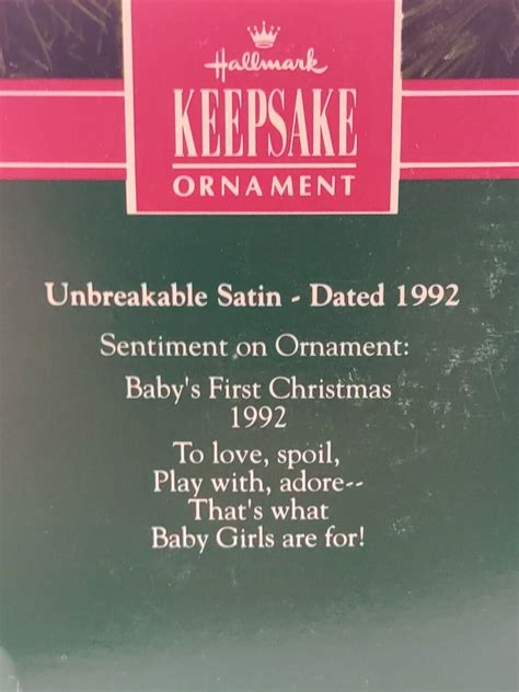 Hallmark Keepsake Ornament Babys First Christmas Baby Girl 1992 Ebay