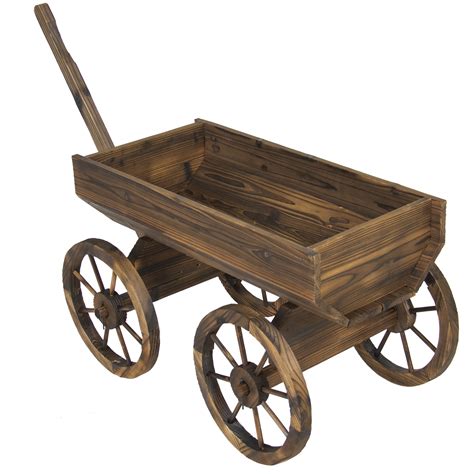 The shine company inc.wagon wheel trellis wall decor makes for a classy and elegant addition to any garden. Garden Wood Wagon Flower Planter Pot Stand With Wheels ...