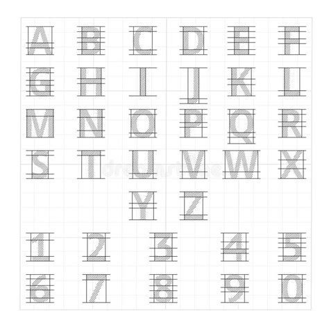 Drafting Paper Alphabet Vector Drawing Sketch Letters Stock