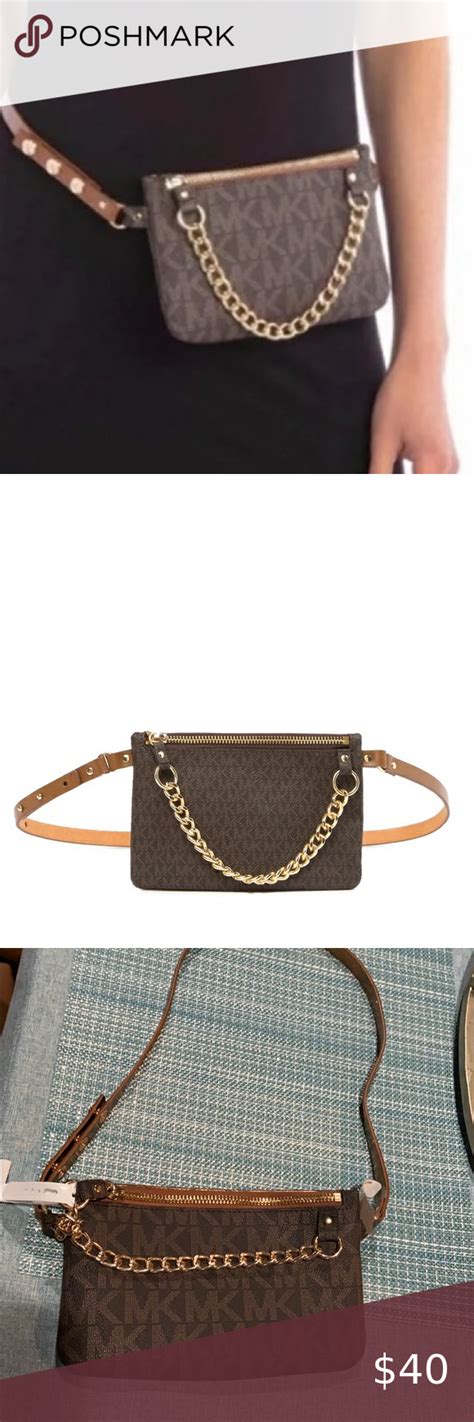 Michael Kors Chocolate Gold Harware Belt Bag Sleek And Chic Logo Belt