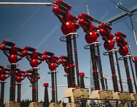 Electricity Sub Station Showing Circuit Breakers Stock Image T194
