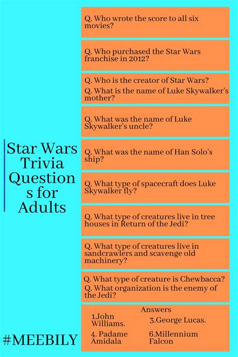 Star Wars Trivia Questions For Adults In 2021 Star Wars Facts Trivia Questions And Answers