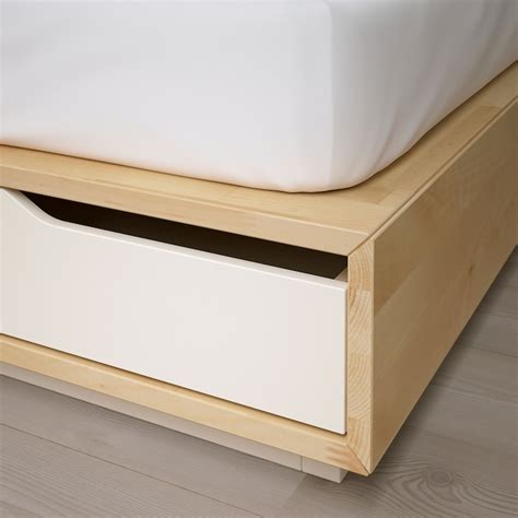 Mandal Bed Frame With Storage Birchwhite 120x200 Cm Ikea