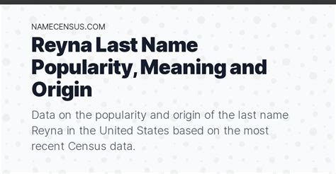 reyna last name popularity meaning and origin
