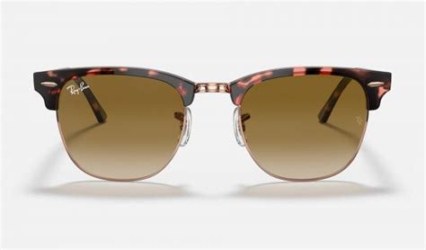 Ray Ban Clubmaster Fleck Rb3016 Sunglasses Gradient Pink Havana Frame