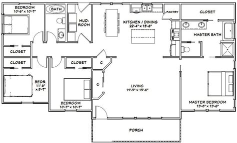 60x30 House 4 Bedroom 2 Bath 1800 Sq Ft Pdf Floor Etsy In 2021