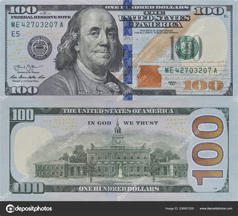 Image New One Hundred Dollar Bill Front Back Illustrative Use Stock