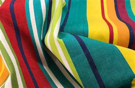 Turquoise Red Yellow Lime Green Striped Fabrics Stripe Cotton