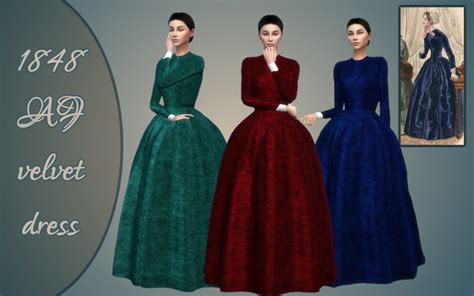 1848 Velvet Dress Vintage Simstress On Patreon In 2021 Velvet