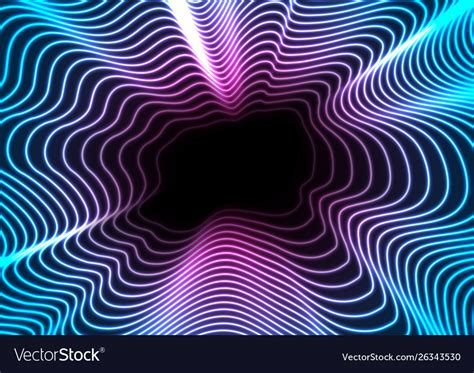 Blue Ultraviolet Neon Curved Wavy Lines Abstract Vector Image