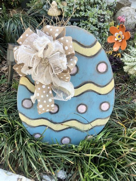 Large Carved Easter Egg For Front Porch Or Yard 22 Tall Etsy Easter