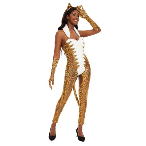 Pixiemain Sexy Tiger Bodysuit For Womens Halloween Costume Large