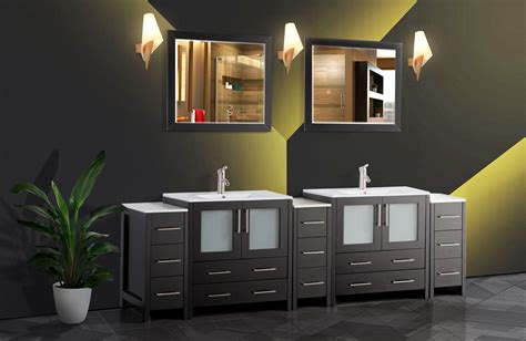 Vanity Art 96 Double Sink Bathroom Vanity Combo Set Modern Bathroom Storage Solid Wood