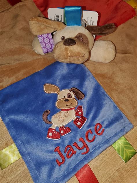 Taggie Blanket For Boy Buddy Dog Personalized Baby T Etsy