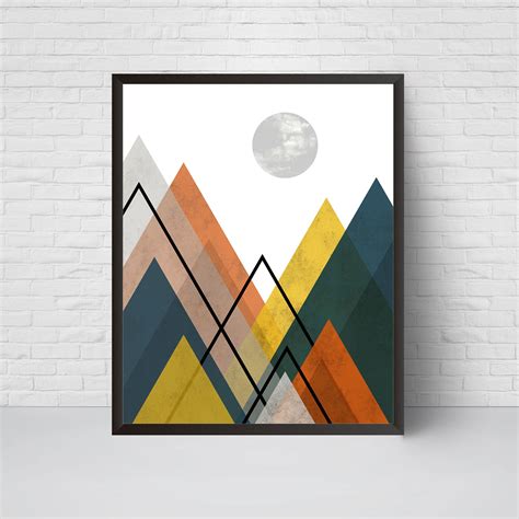 Geometric Mountain Wall Art Print Printable Art Mid