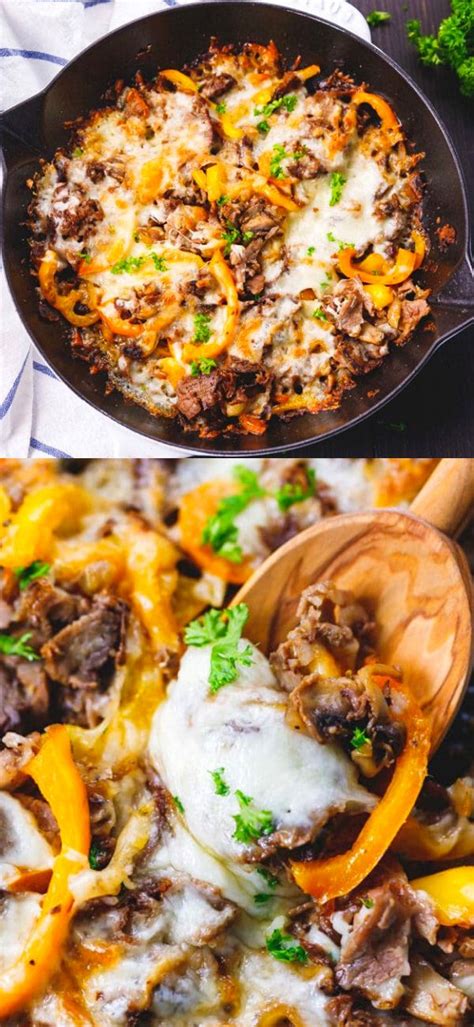 I never used a recipe before for hash, says lutzflcat , and i typically don't add either bell peppers or mushrooms, but i must say i liked them in the. Low Carb Philly Cheesesteak Skillet - quick and easy to ...