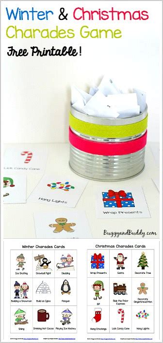 Winter And Christmas Charades Free Printable Game For Kids Buggy And