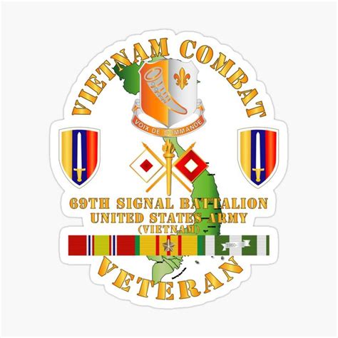 Army Vietnam Combat Vet W 69th Signal Bn Dui Usarv W Vn Svc Sticker