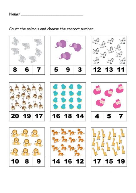 Counting Numbers 1 20 Worksheets Worksheetscity