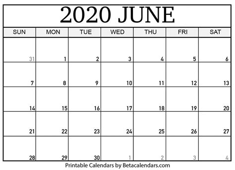 Take your dog to work day. Printable June 2020 Calendar - Beta Calendars