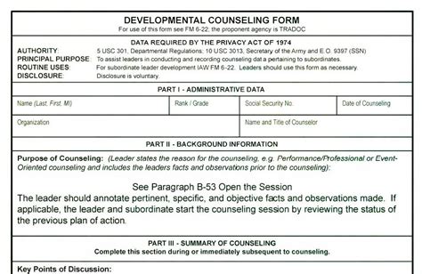 Da Form 4856 Counseling Examples