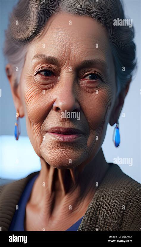 Close Up Photograph Of A Beautiful Natural Elderly White Woman With