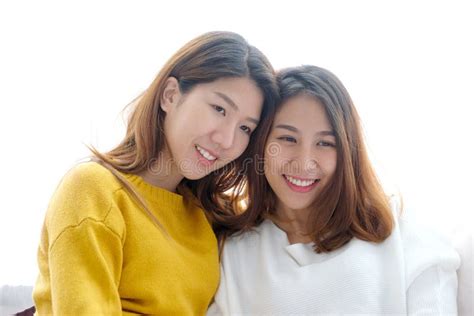 Lgbt Young Cute Asian Women Lesbian Couple Happy Moment Friendship