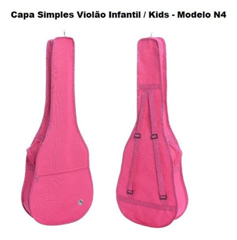 Capa Simples Nylon P Violão Infantil N4 Cor De Rosa Parcelamento sem juros