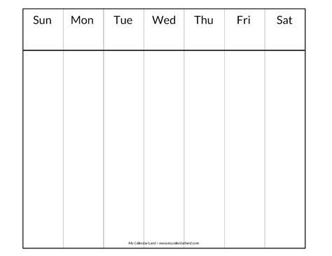 Free Printable 1 Week Calendar 1 Week Blank Calendar Printable