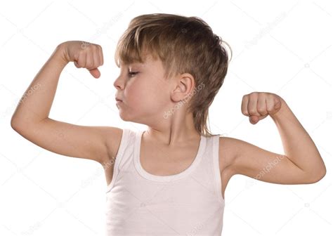 Little Boy Flexing Biceps — Stock Photo © Denisnata 2475392