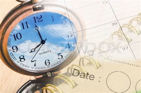 Collage With Clock And Calendar Time Concept Stock Image Colourbox