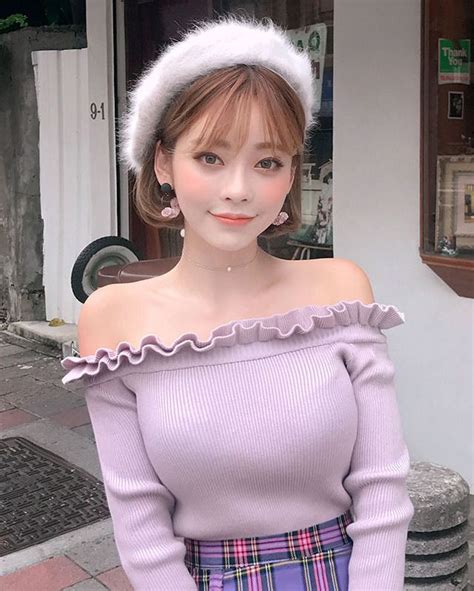 Heart Is Light Knit Light Knit Asian Fashion Off Shoulder Blouse Girly Ruffle Blouse Style