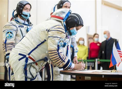 Expedition 64 Cosmonaut Nasa Astronaut Kate Rubins Signs In For The Soyuz Qualification Exams