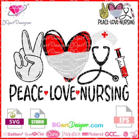 lllᐅPeace Love Nursing svg - cut file cricut silhouette sport