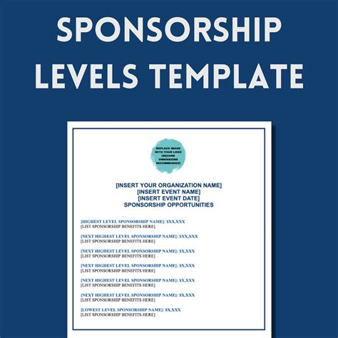 Business Sponsor Levels Editable Template Printable Non Profit Gala