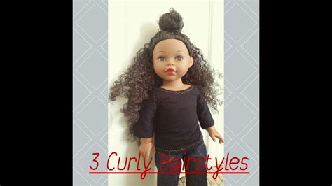 3 Super Easy And Cute Hairstyles For Curly Haired Dolls Youtube