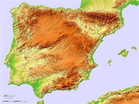 A Detailed Topography Map Of The Iberian Peninsula By Sci Lands Europe