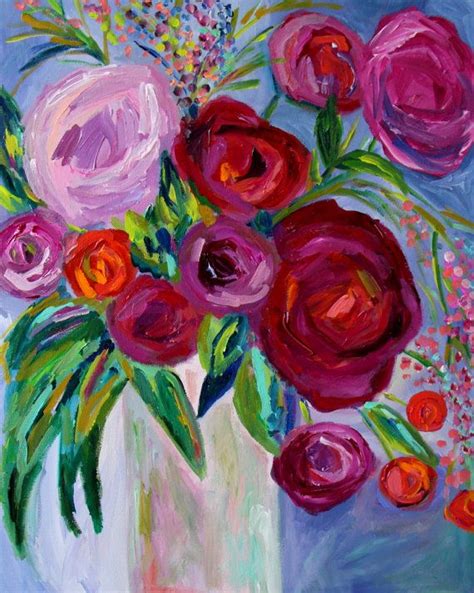 Sale Large Still Life Abstract Flowers Plum Violet And Etsy