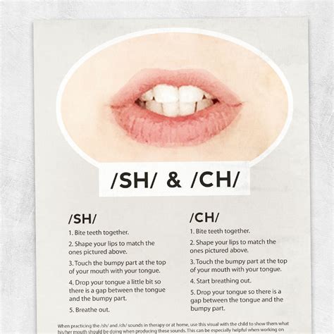 Sh And Ch Sound Production Visual Adult And Pediatric Printable