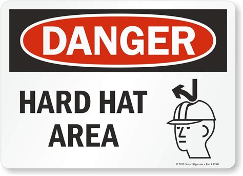 Smartsign Danger Hard Hat Area Label 10 X 14 Laminated Vinyl
