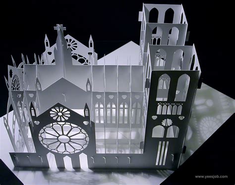 Notre Dame Cathedral 180 Degrees Open Pop Up Diy Kirigami Architecture