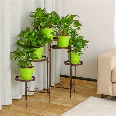 5 Tier Elegant Adjustable Metal Plant Stand Flower Pot Holder Garden