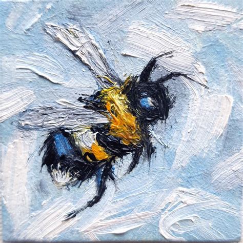 Set Of 2 Honey Bee Painting Bee Oil Painting Insect Etsy