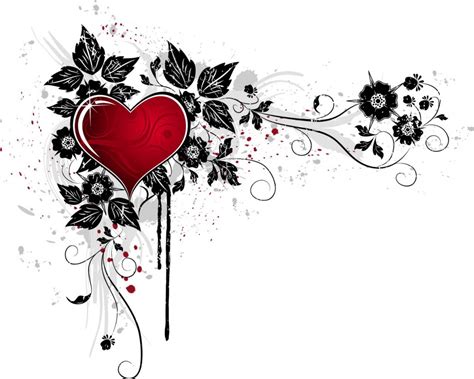 Grunge Heart With Floral Background Vector Free Download