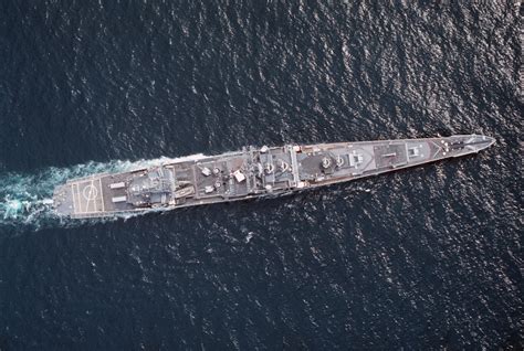 An Overhead View Of The Nuclear Powered Guided Missile Cruiser Uss Long