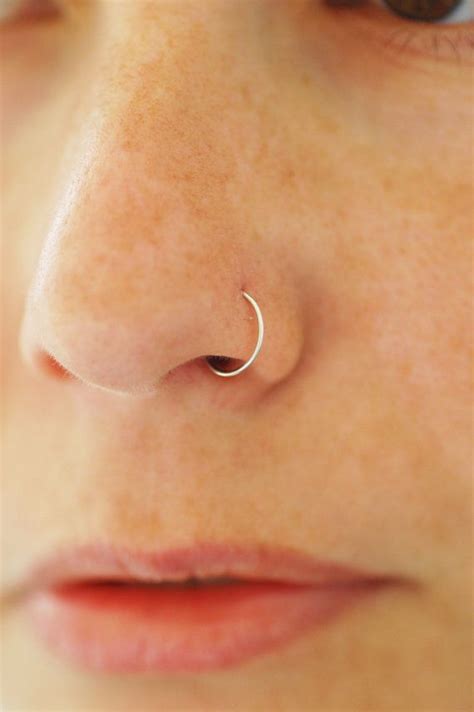 Small Gold Nose Hoop 22 Gauge Gold Nose Ring 14k Gold Nose Ring Silver Nose Ring Simple