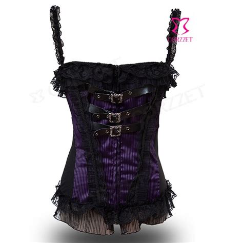 gothic overbust corset and bustier with straps punk zipper body shaper sexy clothing bodysuit