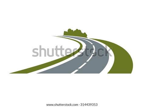 Winding Paved Road Icon Green Grassy Stock Vector Royalty Free 314439353